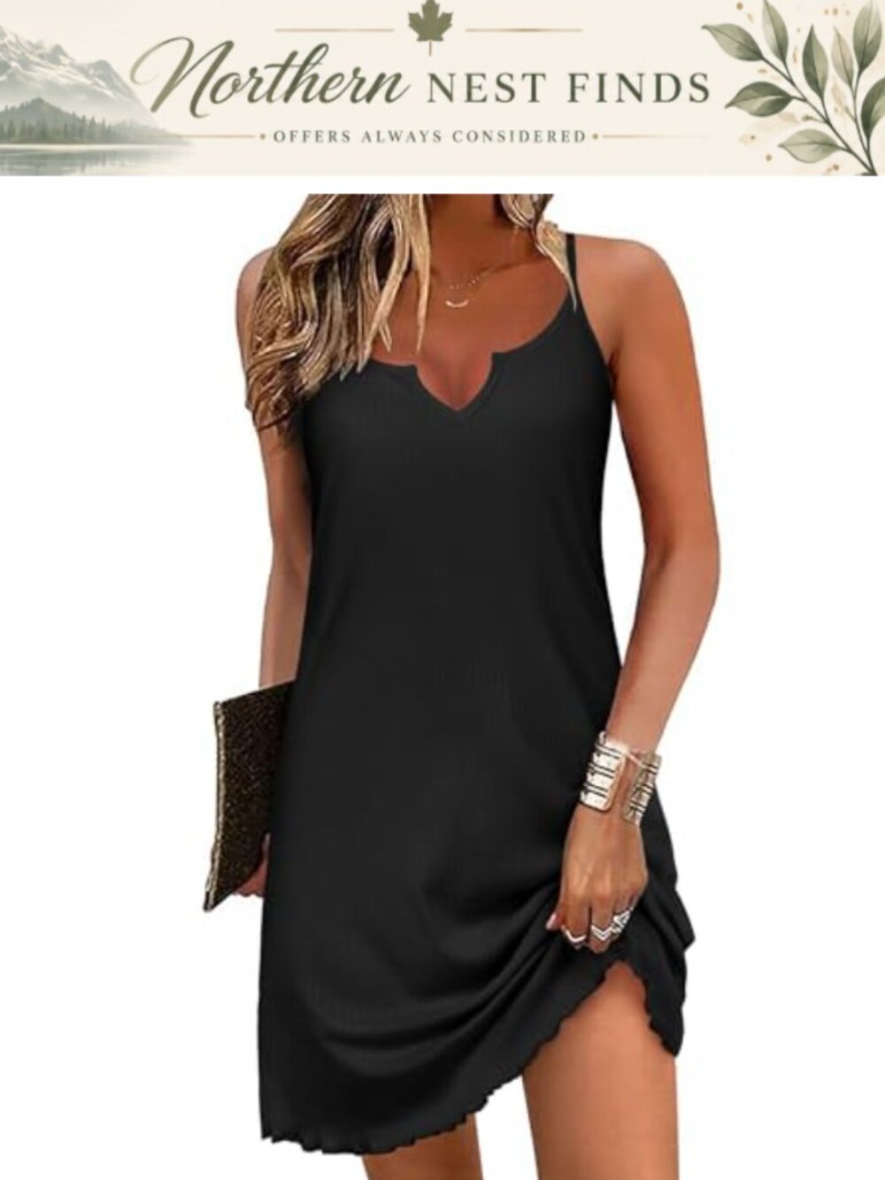 Ekouaer Women's Sleeveless Nightgown Ribbed Knit V-Neck Racerback Sleepwear